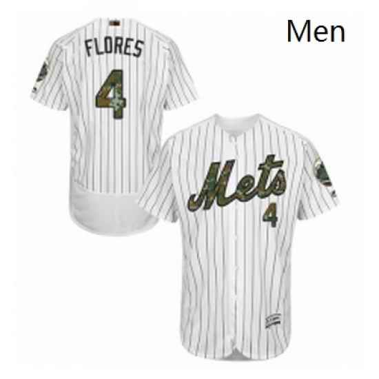 Mens Majestic New York Mets 4 Wilmer Flores Authentic White 2016 Memorial Day Fashion Flex Base MLB Jersey